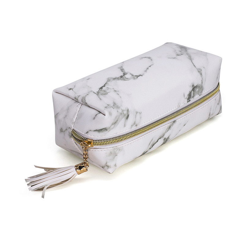 Wear Resistant Travel Portable Marble PU Makeup Bag