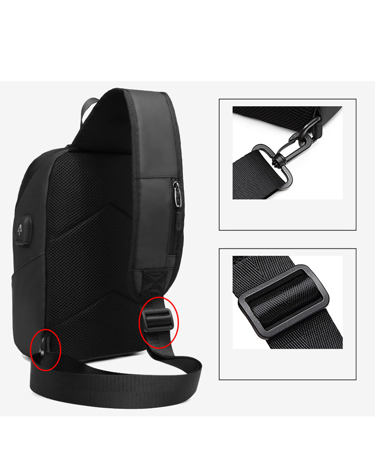 7.9 Inch IPAD USB Charging Shoulder Travel Sling Bag 18*10*30cm