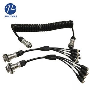China Truck Trailer Backup Camera System With 7 Pin Coil Cable Connect 4 Ways Extension Cable wholesale