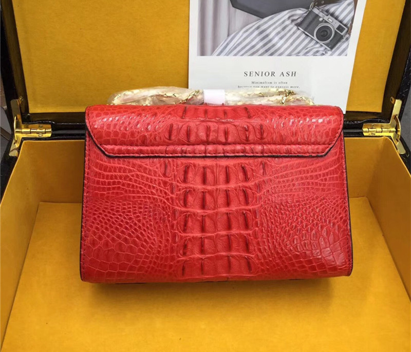 Exotic Crocodile Skin Women's Small Purse Genuine Alligator Leather Lady Flap Bag Chain Belt Female Cross Shoulder Bag