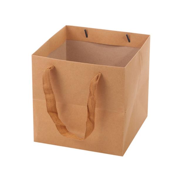 Recyclable Square Brown Kraft Paperboard Boxes Packaging Bags For Flower