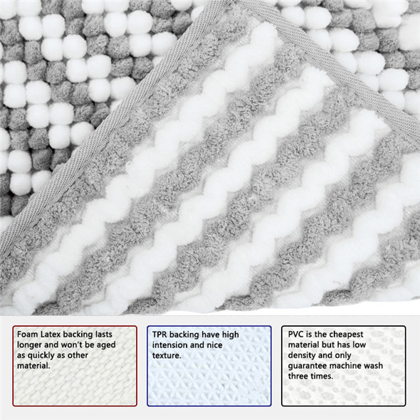 Chenille Fabric Surface 1700GSM Anti Slip Bath Mat Tufted Bath Rug
