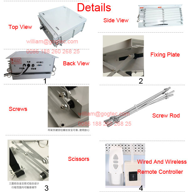 Electric projector bracket support lift mount ceiling accurate positioning low noise safe