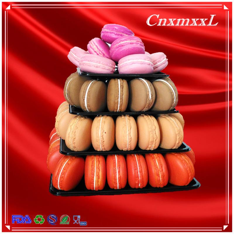 Plastic Macaron Display Stand With 4 Tier Square Macaron Tower