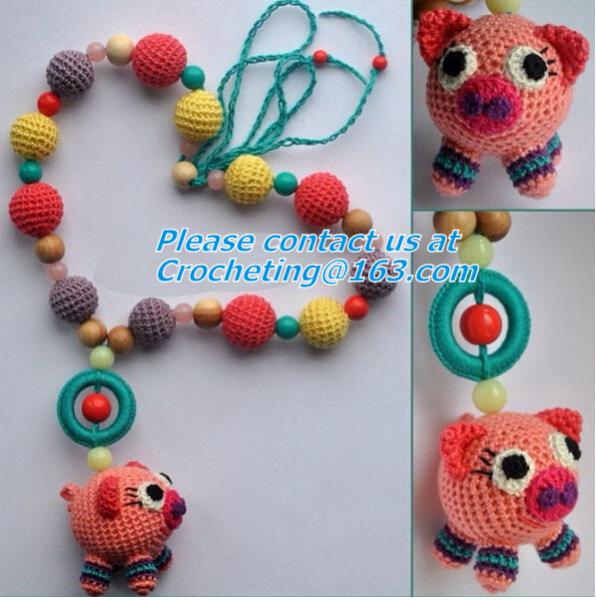 Handmade Nursing Necklace Crochet Beads Breastfeeding Crochet Flowers Natural