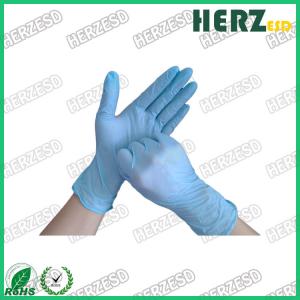 China Powder Free Blue Nitrile Disposable Gloves , Finger Dotted ESD Safe Nitrile Gloves wholesale