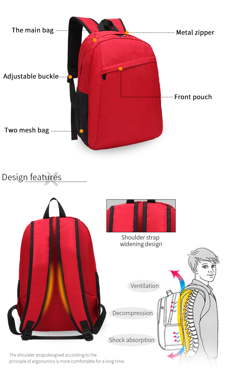 Wholesale custom logo men and women leisure fashion middle school students waterproof backpack school bags