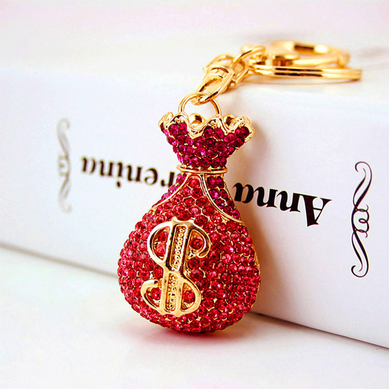 Money Bag Key Chain Ornaments Silk Screen Printing Diamond 50mm Wide