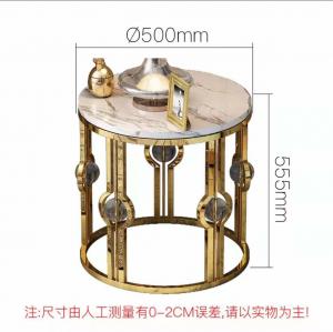 China Gold Plated Stainless Steel Marble Side Table Light Luxury Metal Crystal Ball Round Corner Table wholesale
