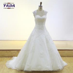 China Latest elegant v-neck backless embroidery mullet luxury dress vintage lace wedding gown wholesale