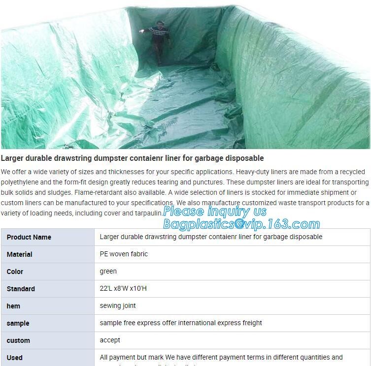 12Mill Open Top Dumpster Drawstring Container Liners,12Mil Reusable Open Top Drawstring Dumpster Container Liner, BAGEAS