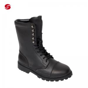 China Full Black Leather Police Army Boots Footwear Man Shoes wholesale