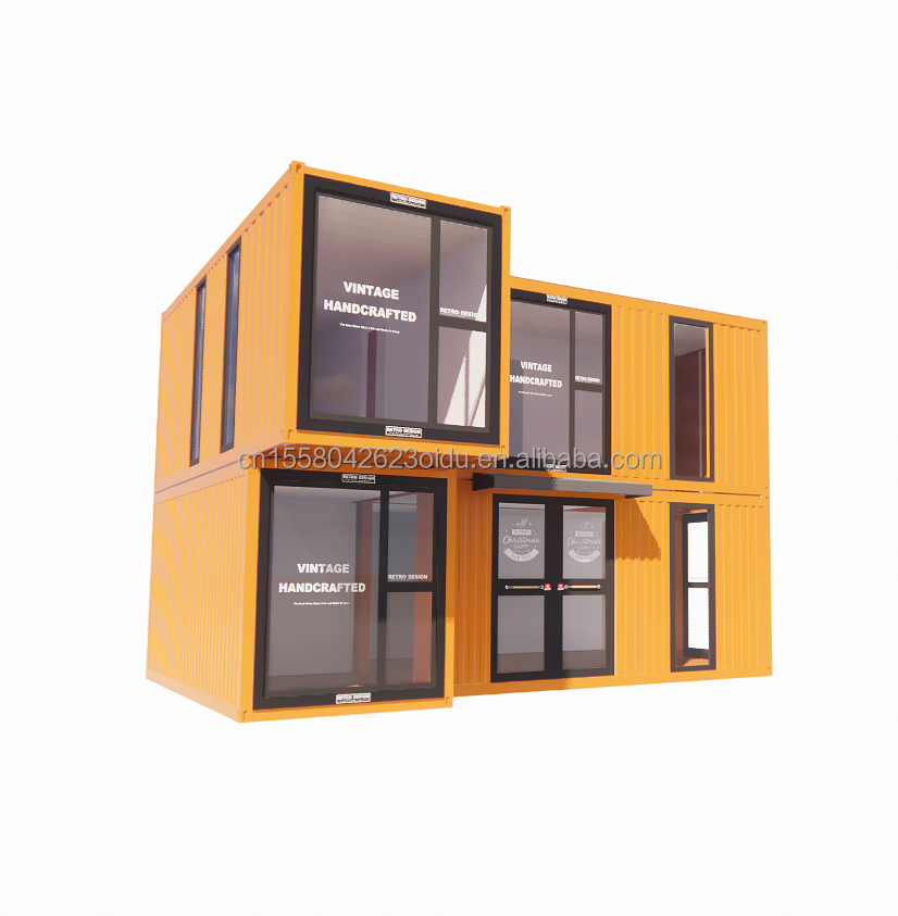 s Modern Double-Story Glass Walls Container House using 50/75/100mm Wave Sandwich Panel Detachable Collapsible Steel Van for Office
