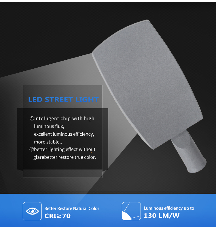Aluminum Shape Solar Street Light 130/150lm/w Luminous Efficiency for Optimal Lighting