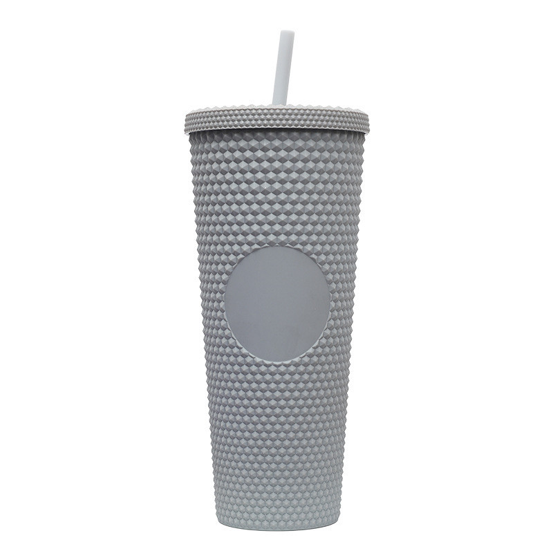 24oz Studded Tumbler Glossy Pink Iced Coffee Cups With Lids Reusable 24 Oz Tumbler With Lid And Straw Reusable Iced Coffee Cup Bling Cup