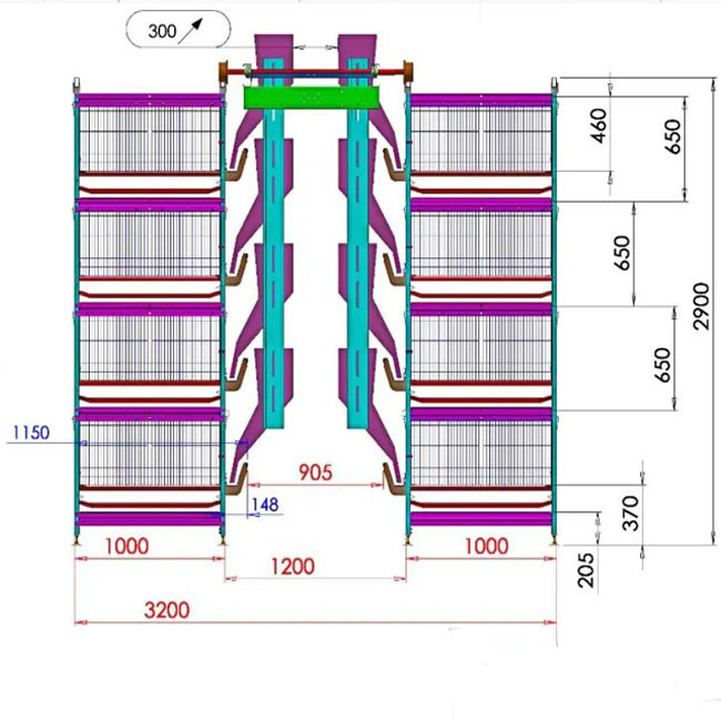 Egg Broiler Chicken Battery Cage System Fully Automatic Feeding System 65 X 60 X 50 Cm