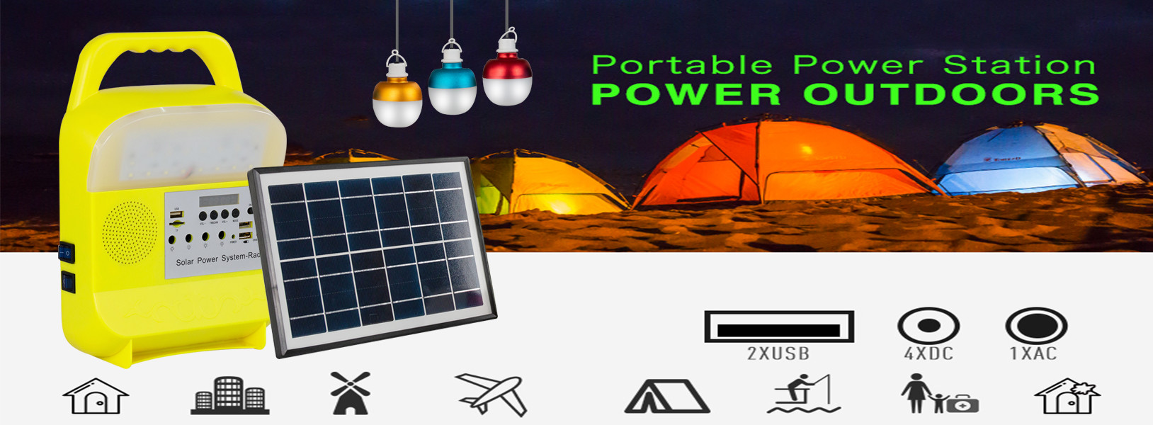 3PCS LED Solar Panel Lighting Kits Solar Emergency System SRE685