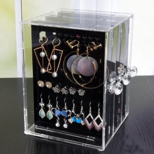 China Acrylic Jewelry Storage Box Earring Display Stand Organizer Holder with 3 Vertical Drawer wholesale
