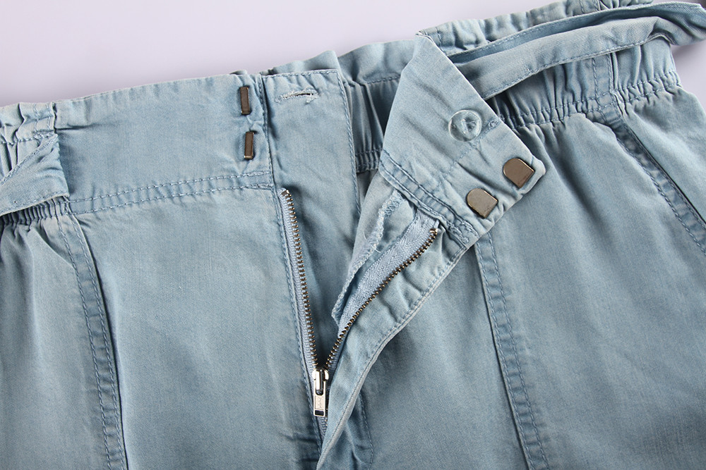 Stockpapa Ladies Plain Dyed Denim Wrap Skirts With Belt