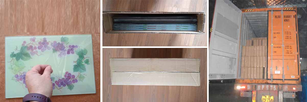Listing Golden Rectangle Tempered Glass Customer Size Cutting Board for Kitchen 500 Pcs