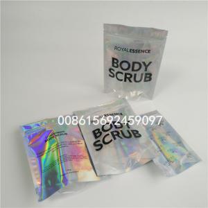 Gravure Printing Holographic Makeup Bag , Customized  Stand Up Pouches With Zipper
