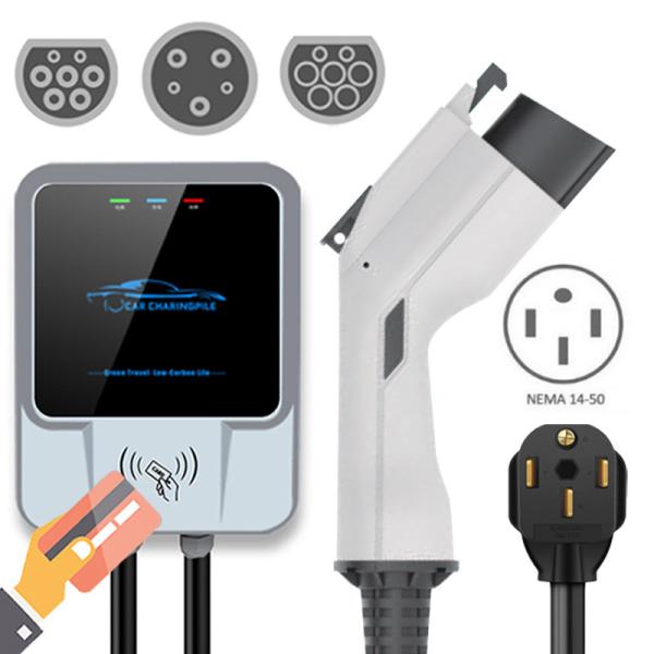 40A 48A 50A Wallbox EVSE SAE J1772 12KW US Electric Car Charger 9.6KW RFID 40