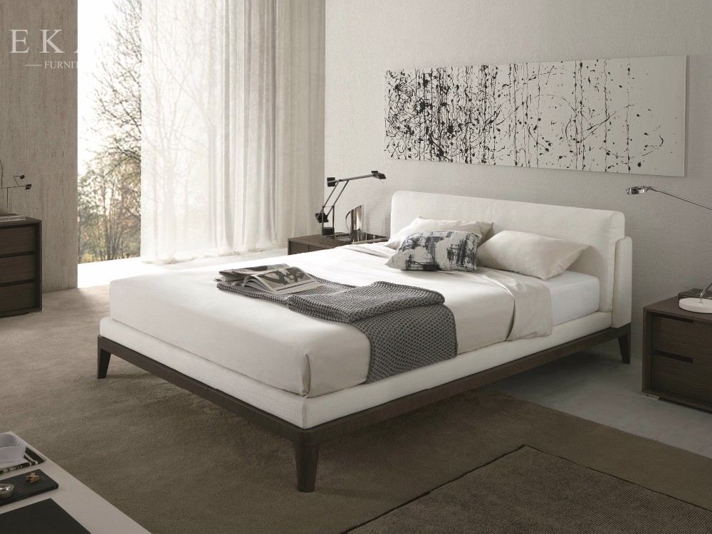 New Model Genuine Leather Simple Design Wooden Bed ZZ-BD011