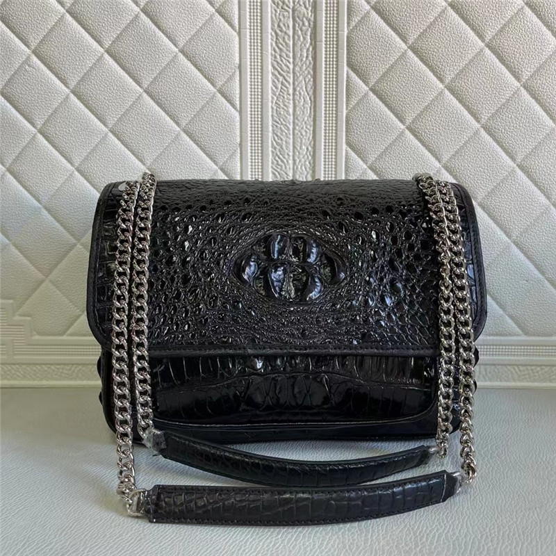 Authentic Crocodile Skin Women Flap Purse Genuine Alligator Leather Lady Chain Bag Female Single Cross Shoulder Bag