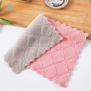 China Customized Fluffy Coral Fleece Kitchen Wipe Cloth Tea Towels pink on sale