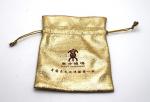 Golden Satin Jewelry Pouch 7*8cm , Drawstring Jewelry Bags Button Closure