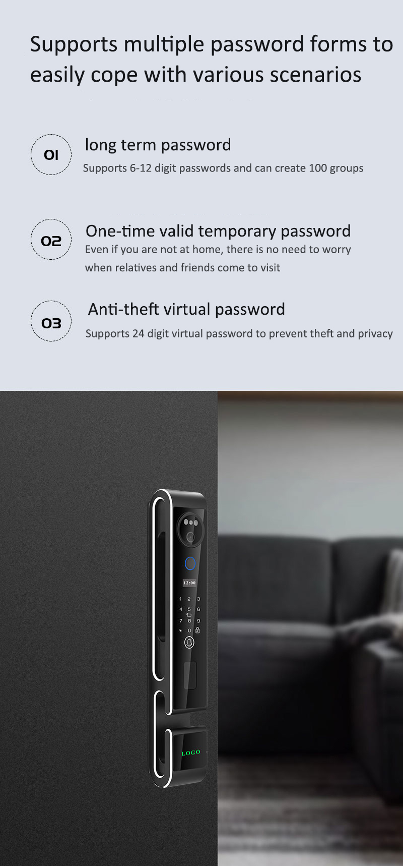 Multi-language Face Door Lock With Intercom Automatic Security Door Lock
