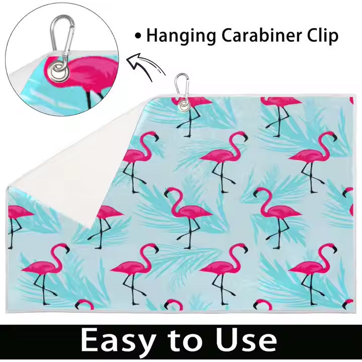 Printed Microfiber Waffle Pattern Tour Golf Club Cleaning Towel Custom logo Sublimation Waffle Golf Towel