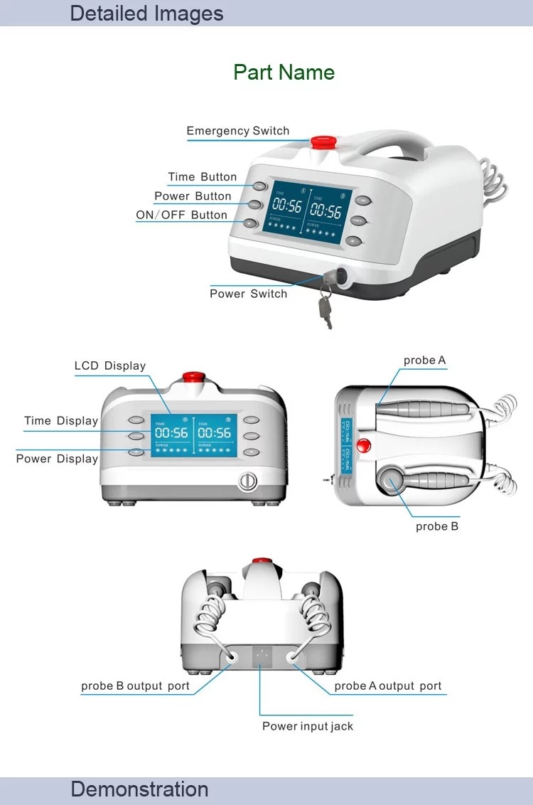 40C To 55C 2 Handles Laser Pain Relief Machine GaAlAs Semiconductor