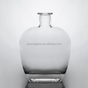 China Custom Clear Flat 750ml Glass Bottle With Cork for Vodka Whiskey Gin Industrial Beverage wholesale