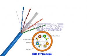 China CM Rated PVC UTP CAT6 Network Cable 4 Pairs 23AWG Solid Bare Copper Conductor on sale