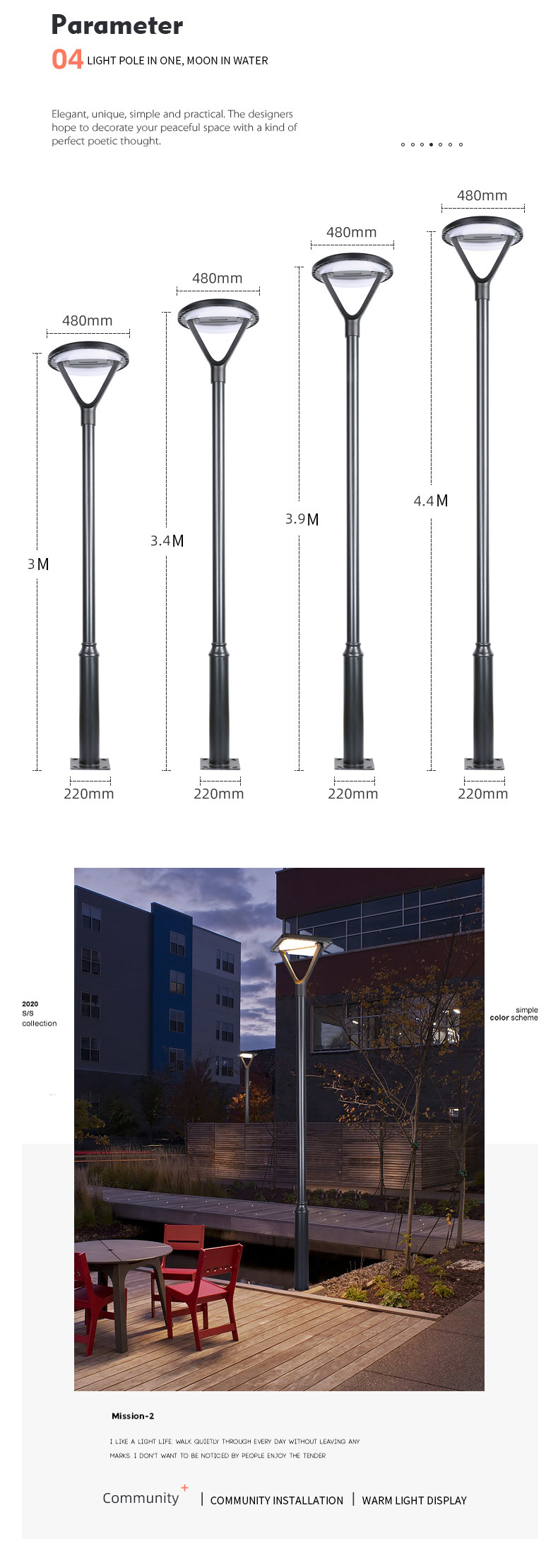 courtyard solar led lights 40w 400*400mm 420mm Lithium Iron Phosphate 3.2v/20000mah