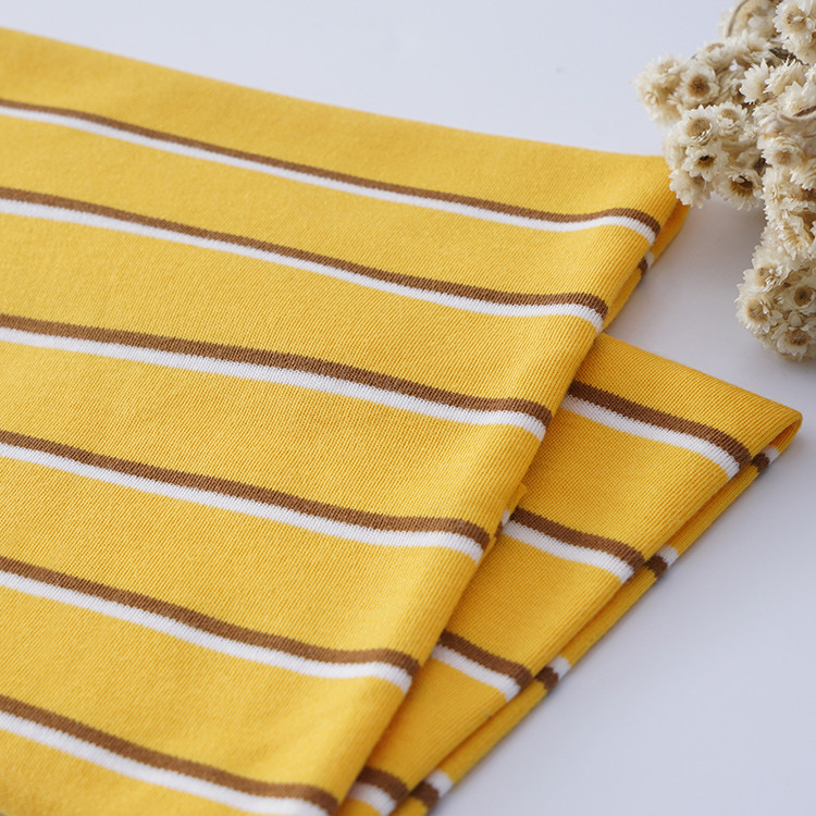 Skin Friendly Double Knit Fabric Striped Cotton Material For Casual Wear