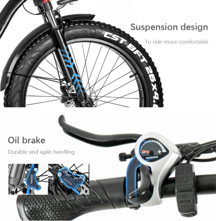 750W 26 Inch Electric Mountain Ebike With 7 Speed Gears And Hydraulic Disc Brake