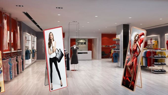 P2.5 Indoor Shop Window Advertising Led Mirror Video Screen / Led Totem Poster Display flexible led video screen