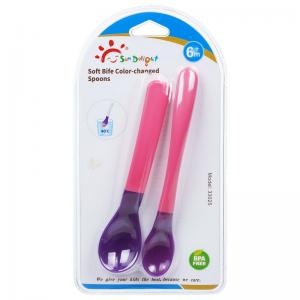 China PP TPE Soft Color Change Baby Feeding Spoons wholesale