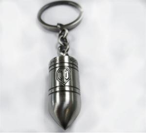 China Metal bullet key fob,zinc alloy 3D bullet key ring, antique nickel plated, MOQ300pcs, wholesale