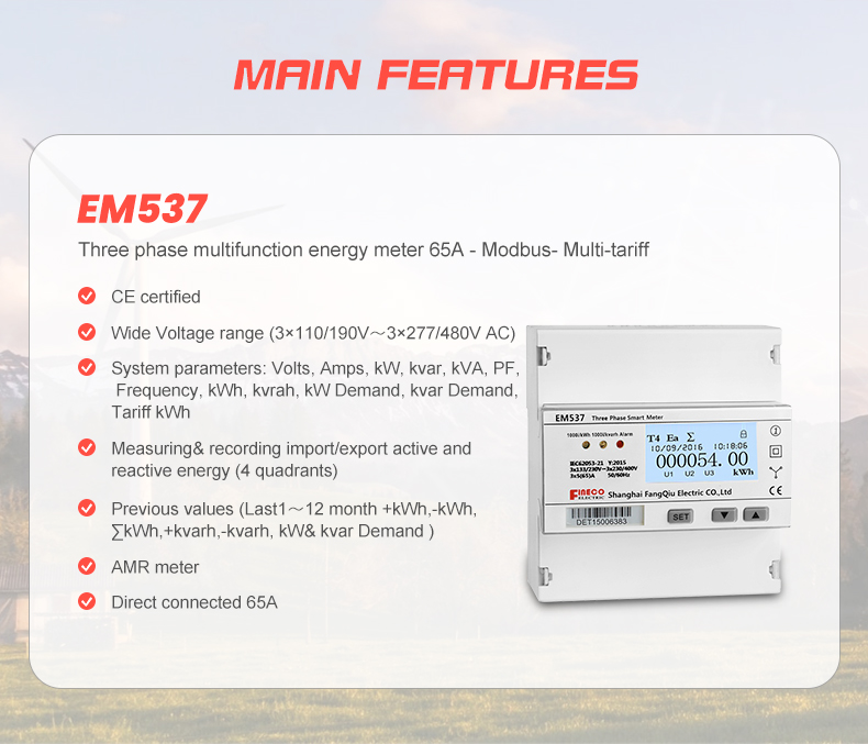 EM537-Mod Series 3 Phase Solar PV Energy Meter Designed for DIN Rail Installation