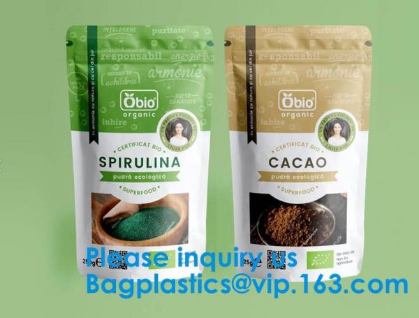 Custom Print Biodegradable Foil Packaging Soft Zipper Stand Up Bottom Gusset Plastic Drinking Pouches Bags With Straws