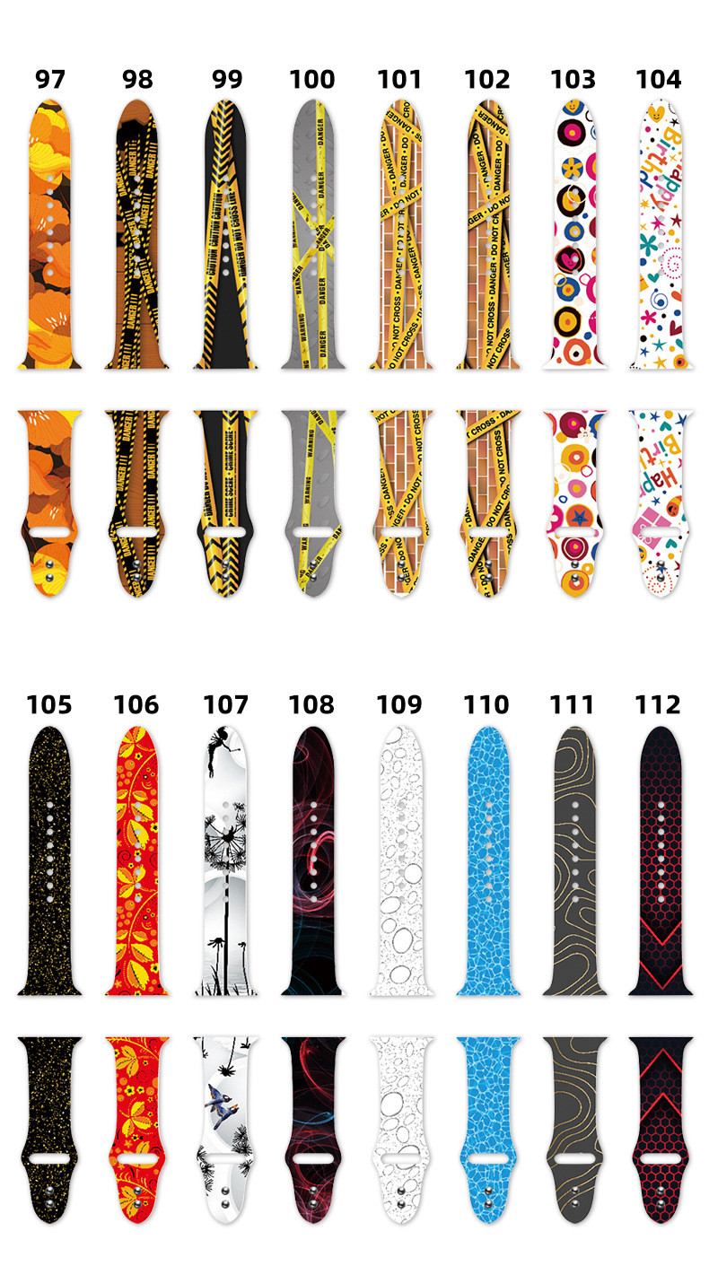 Silicone Material Smart Watch Band For Iwatch 42Mm 44 Mm Pattern Printed