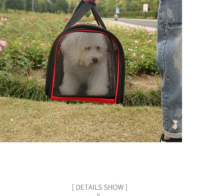 Dog And Cat Portable Handbag With Breathable Mesh On Four Sides Foldable Pet Cage