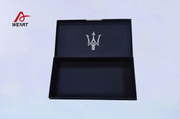 Quality Soft Touch Lamination Jewelry Gift Boxes , Deep Blue Filp Type Customized Paper Box Logo Printing for sale