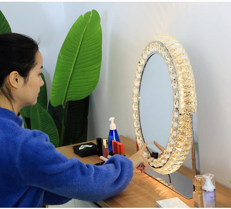 LED Light Up Makeup Mirror Crystal Vanity Mirror Hollywood Style