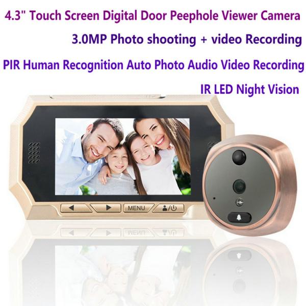 4.3" Digital Door Peephole Viewer Photo Video Camera Recorder Night Vision Door