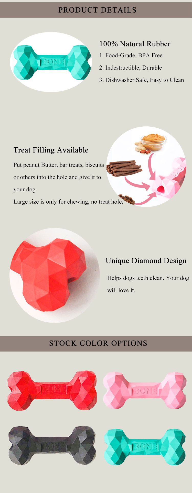 Pet Tooth Cleaning Interactive Bone Toys Aggressive Chewers Chewing Satisfaction Guaranteed