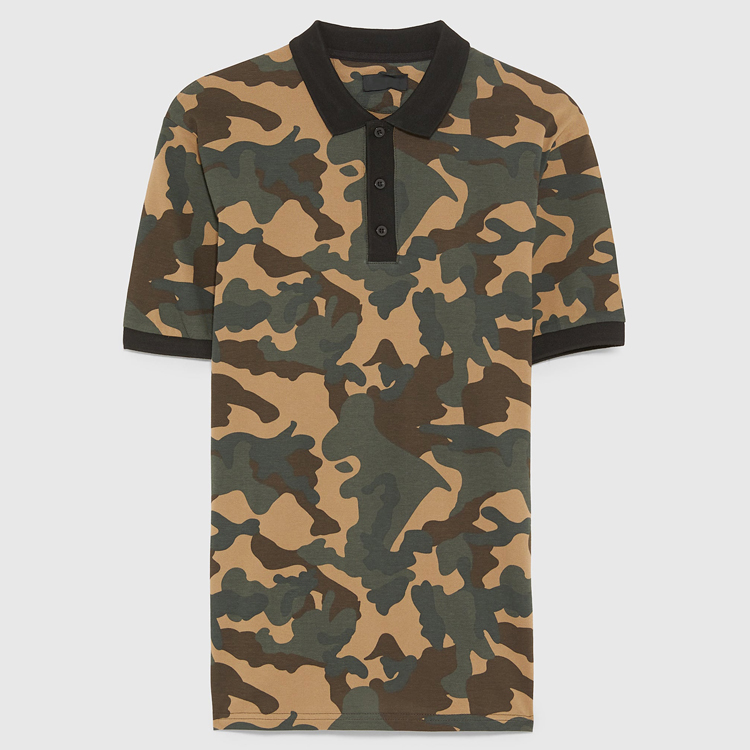 Cotton Casual Mens Polo Style Shirts , Camouflage Golf Shirt For Male